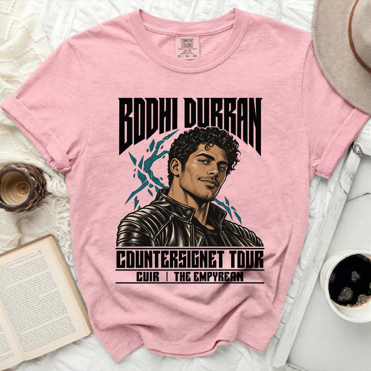 Pink t-shirt with Bodhi Durran and "Countersignet Tour" graphic.