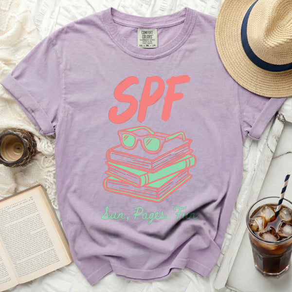 Sun, Pages, Fun Tee in Orchid