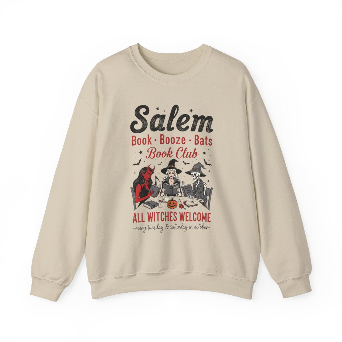 Salem Book Booze Bats Book Club All Witches Welcome Sweatshirt