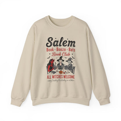 Salem Book Booze Bats Book Club All Witches Welcome Sweatshirt