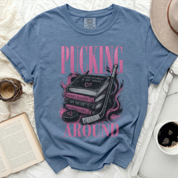 Pucking Around Romance Tee in Blue Jean