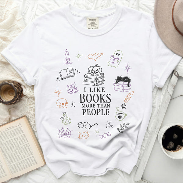 Spooky Reader Every Page a Spell Tee in White