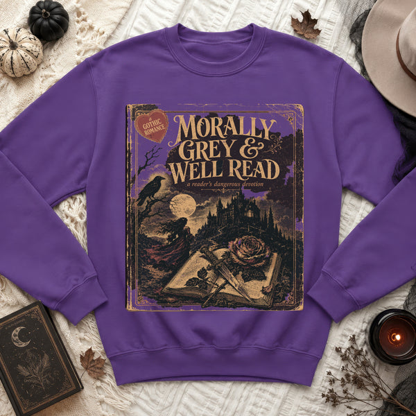 Morally Grey Gothic Sweatshirt in Purple