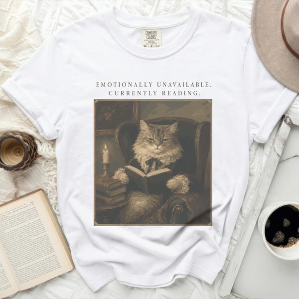 Unavailable Reader Cat Tee in White