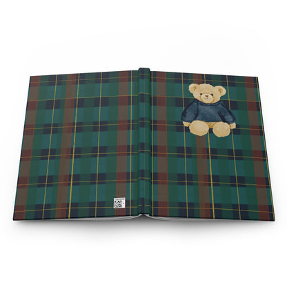 Plaid Pattern with Adorable Teddy Bear Hardcover Notebook