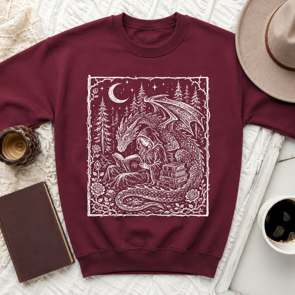 Moonlit Lorekeeper Sweatshirt in Maroon