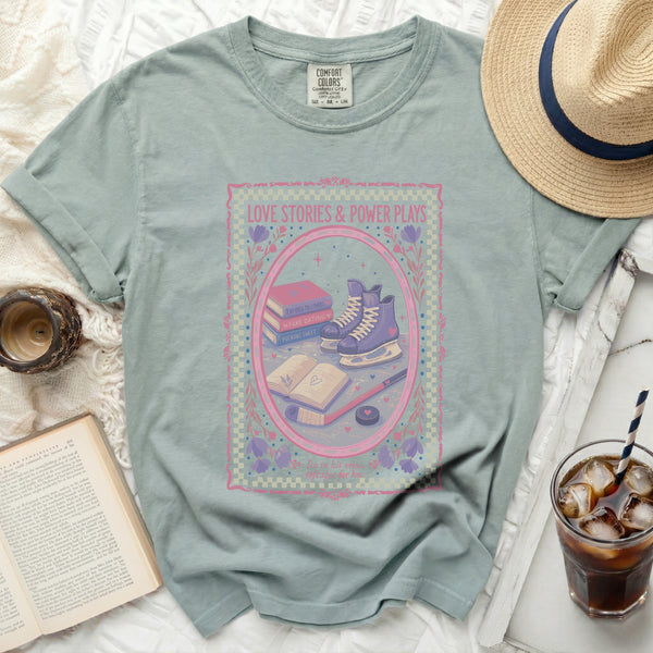 Love Stories & Power Plays Hockey Tee in Bay