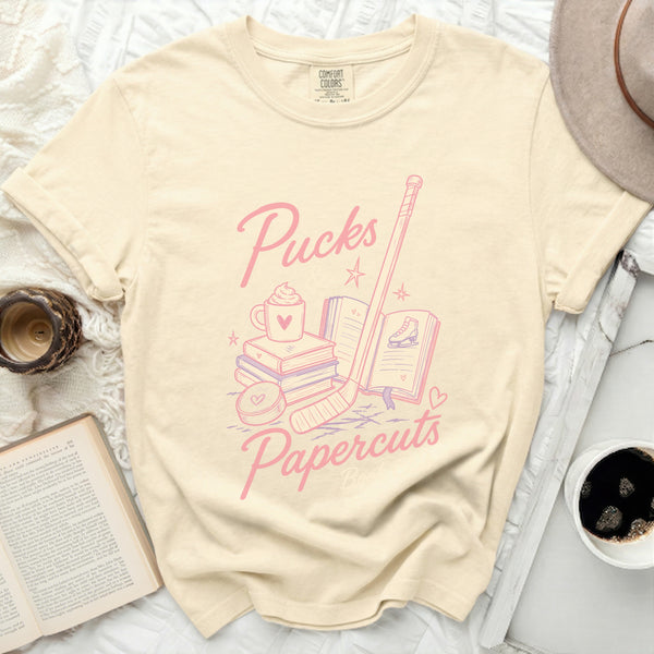 Pucks & Papercuts Book Club Tee in Ivory