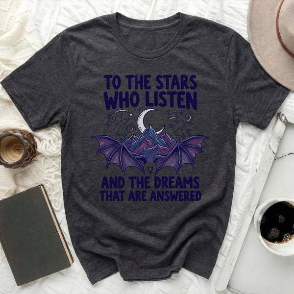 To The Stars Who Listen Winged Tee in Dark Grey Heather