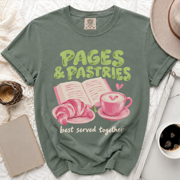 Pages & Pastries Tee in Moss