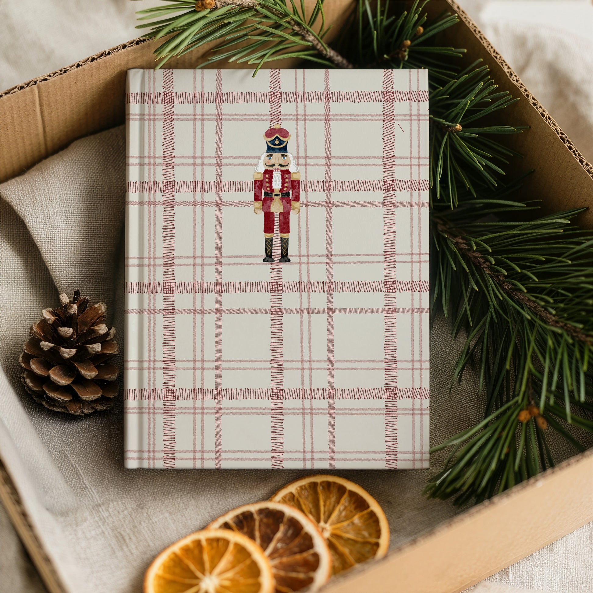 Festive Holiday Plaid Nutcracker Hardcover Journal