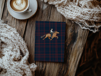 Elegant Notebook with Equestrian-Themed Plaid Design
