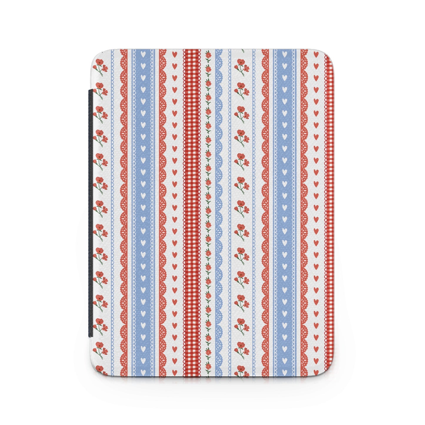 Vintage Floral Hearts and Stripes Pattern Tablet Case