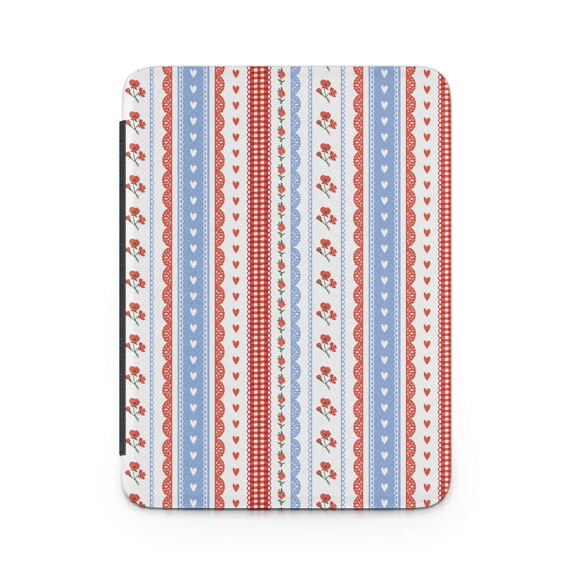 Vintage Floral Hearts and Stripes Pattern Tablet Case