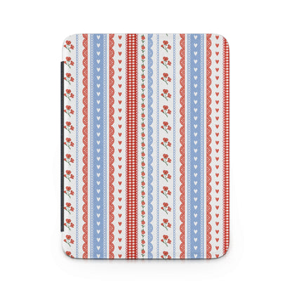 Vintage Floral Hearts and Stripes Pattern Tablet Case