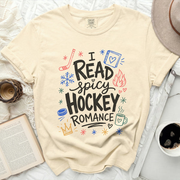 Spicy Hockey Romance Reader Tee in Ivory