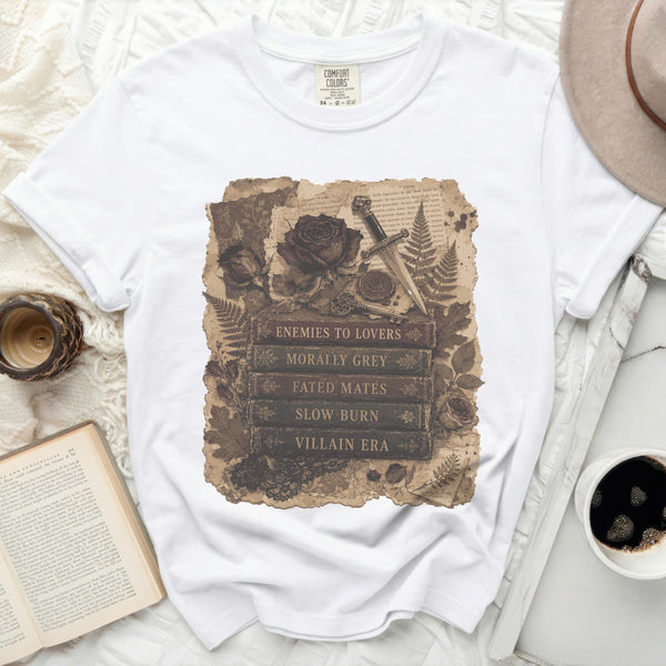 Dark Romance Tropes Tee in White