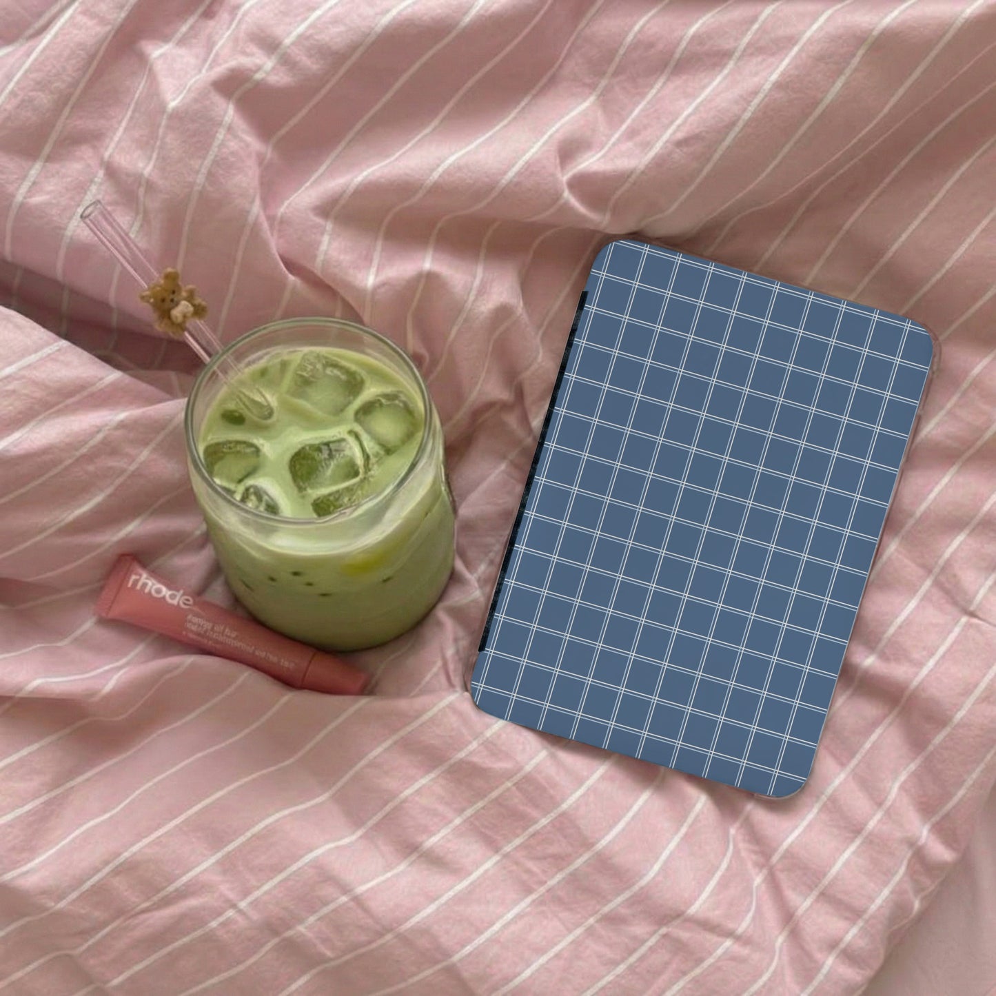 Navy Blue Plaid Notebook Aesthetic Design