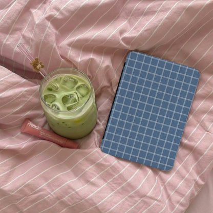 Navy Blue Plaid Notebook Aesthetic Design