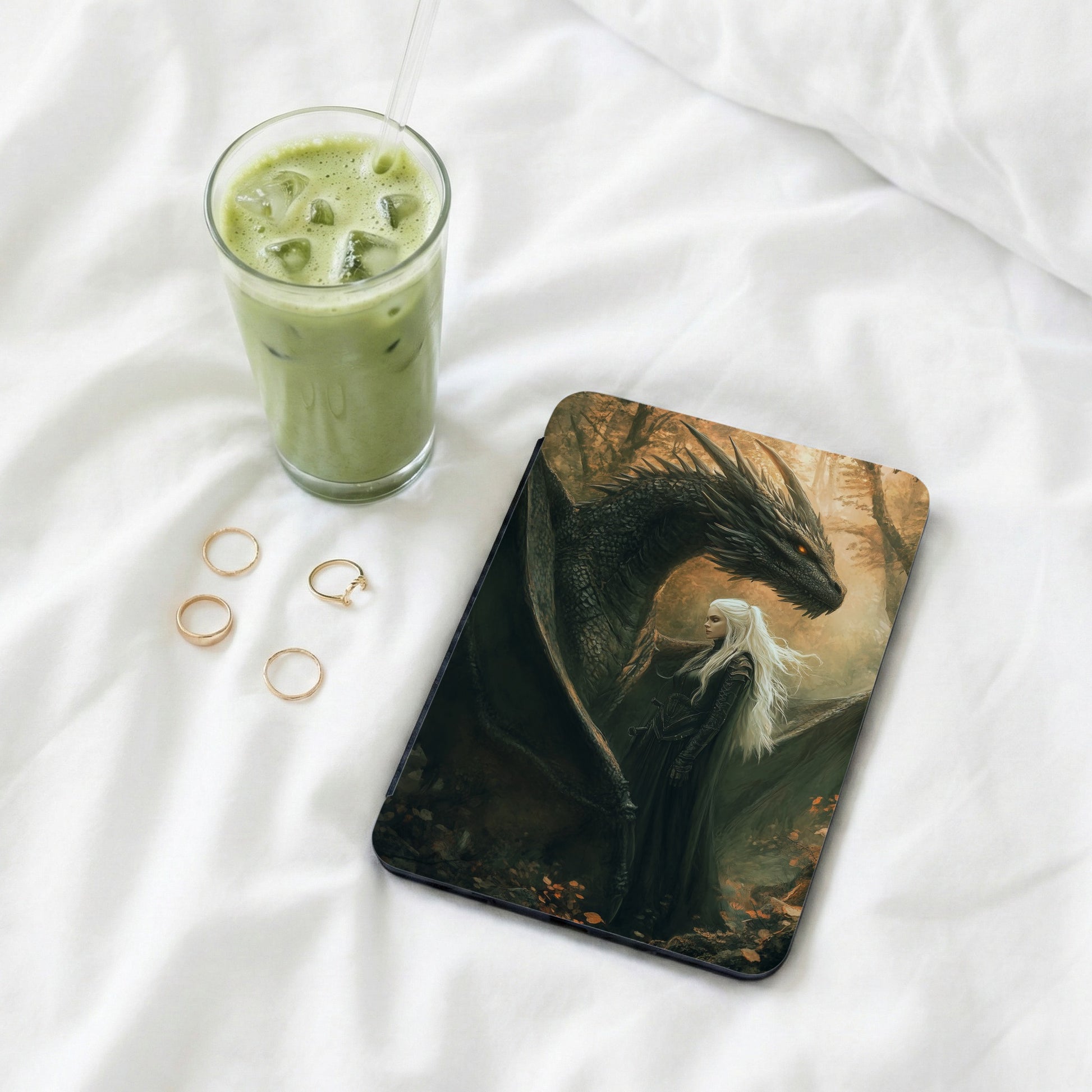 Majestic Dragon White Haired Woman Fantasy Forest Artwork product type