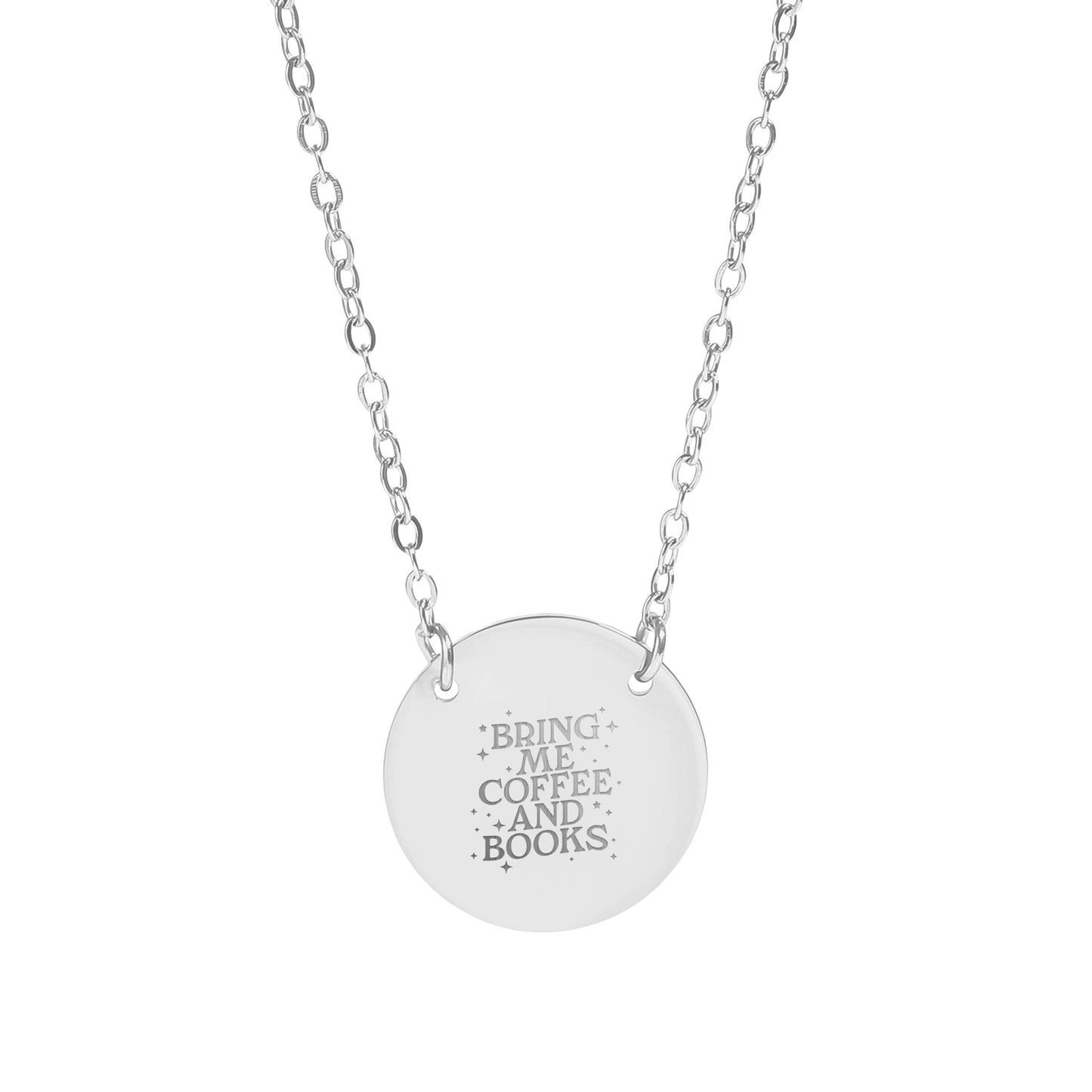 Bring Me Coffee And Books Engraved Necklace product