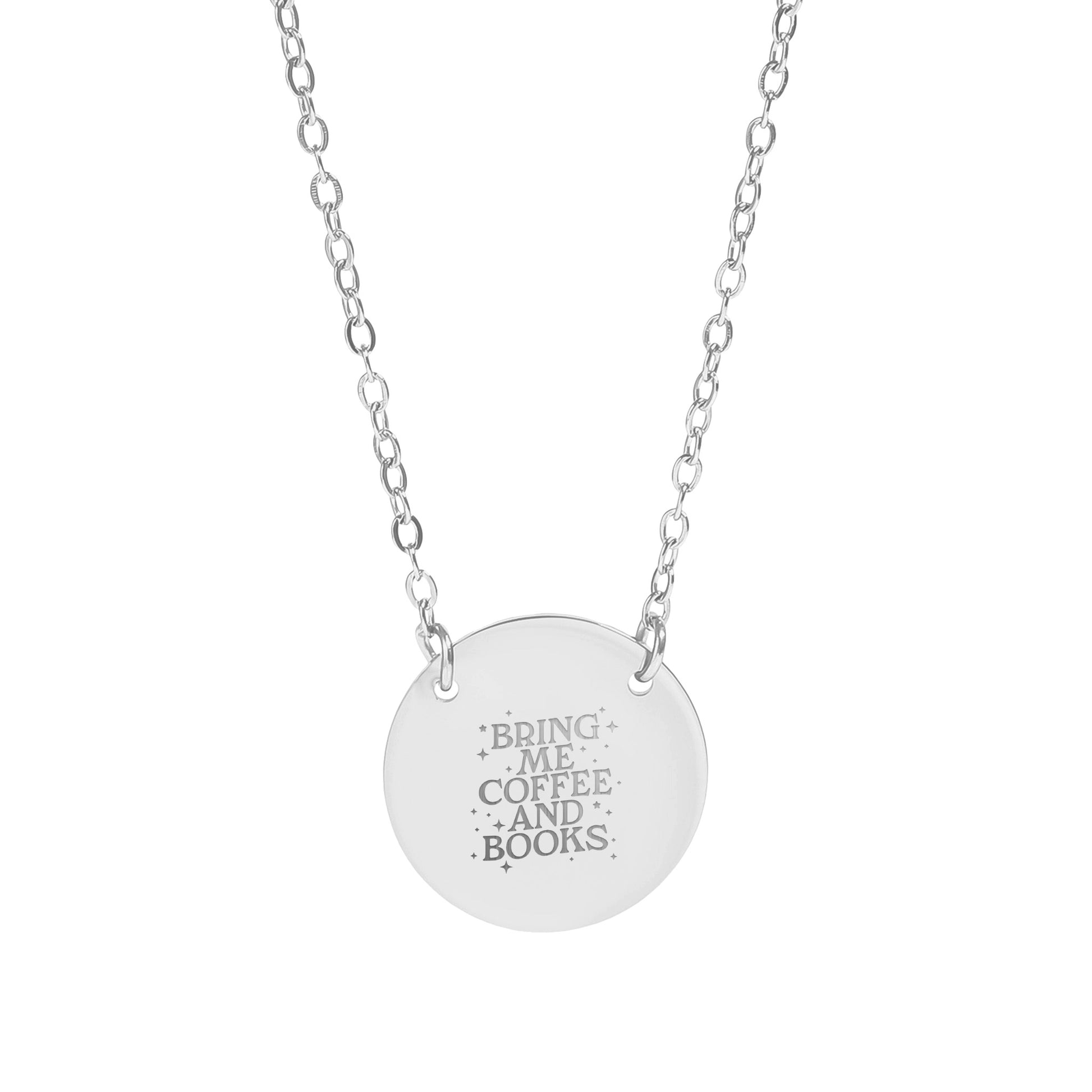 Bring Me Coffee And Books Engraved Necklace product