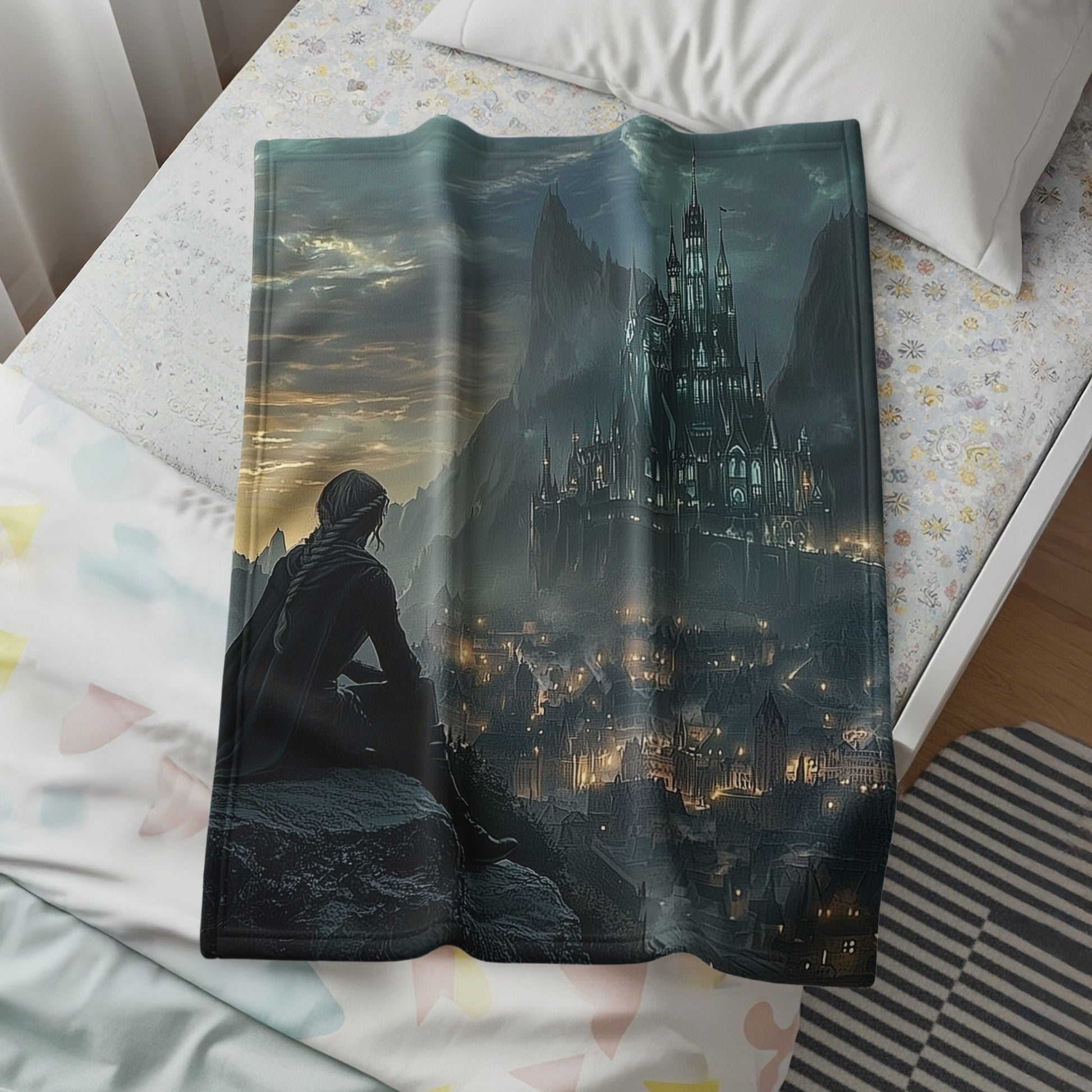 Enchanted Castle Night Sky Print Blanket