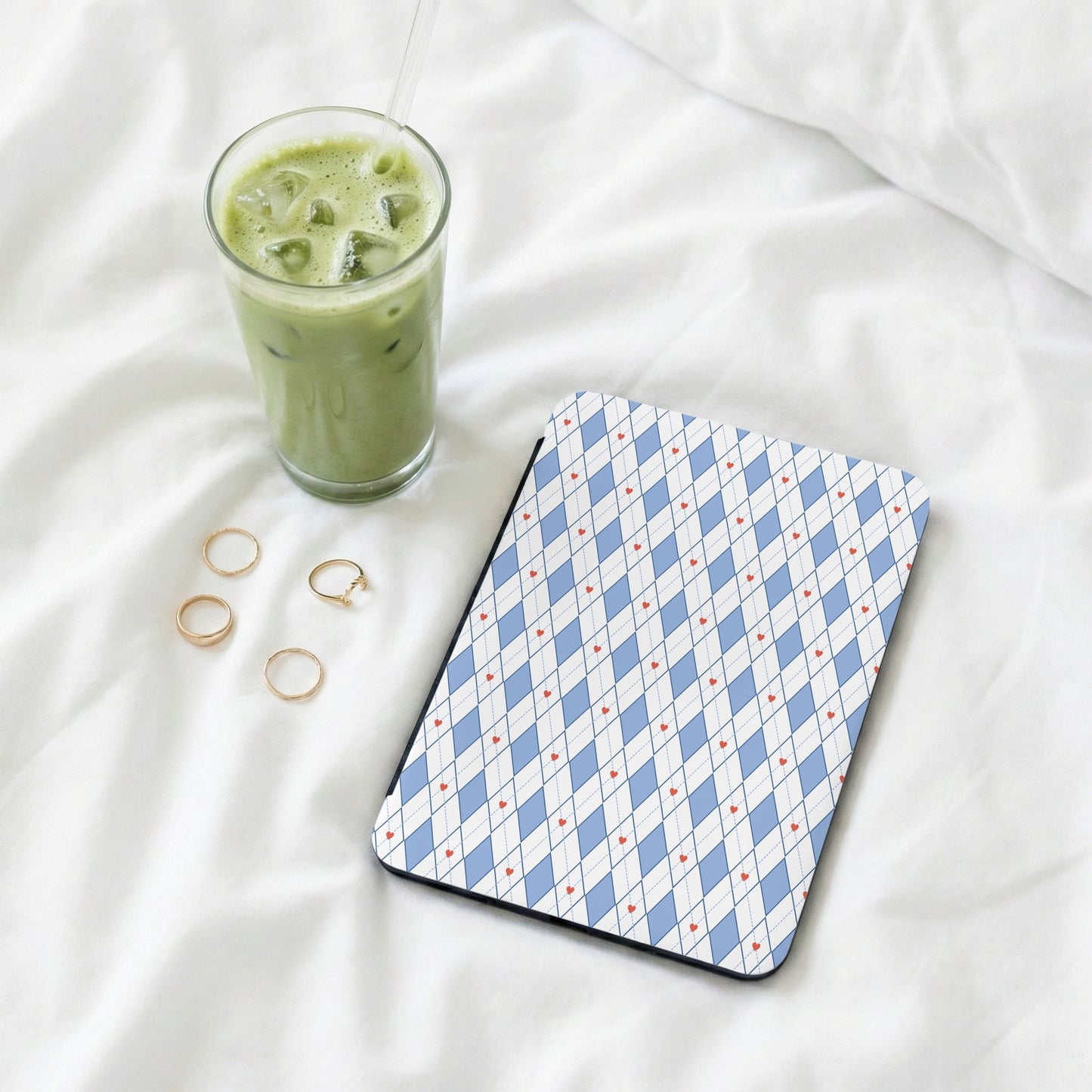 Blue and White Diamond Pattern Tablet Sleeve