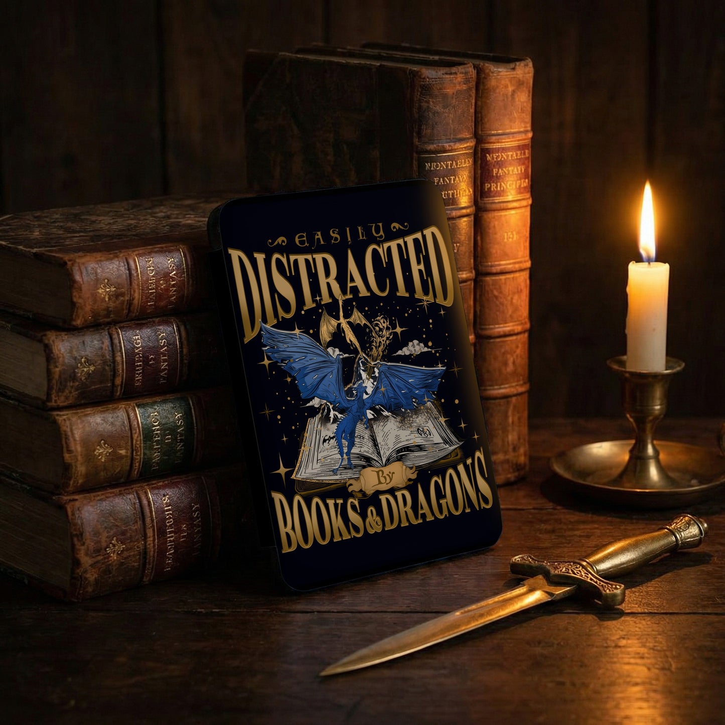 Easily Distracted By Books & Dragons Reading Theme product type