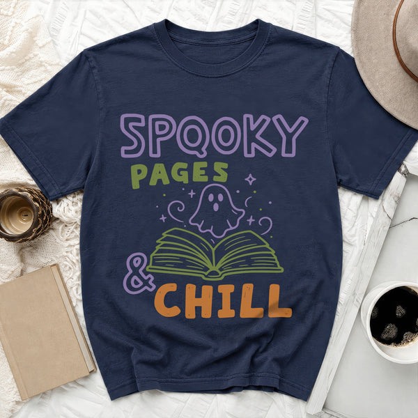 Spooky Pages Tee in True Navy