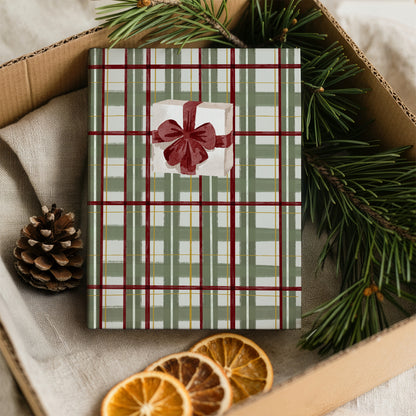 Festive Holiday Gift Wrapped in Plaid Design Book