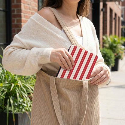 Red and White Striped Portable Storage Case