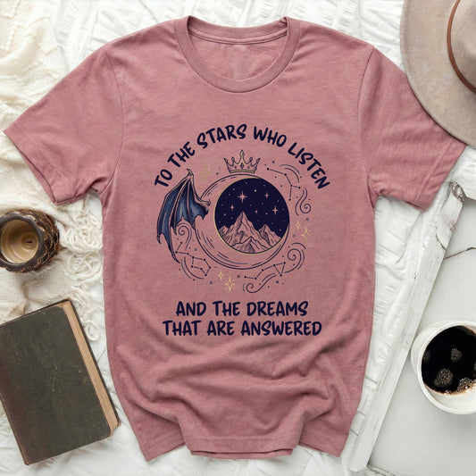 TO THE STARS WHO LISTEN AND THE DREAMS THAT ARE ANSWERED product type

T-Shirt
Celestial Tee
Fantasy Shirt
Stars Design
Moon Graphic
Dragon Wing
Literary Shirt
Bookish Gift
Inspirational Quote
Dreams Answered
Constellation Top
Crown Motif
Magical Apparel
Pink Shirt
Mauve Tee
Aesthetic Top
Women Apparel
Unique Graphic
Galactic Design
Wishful Thinking
