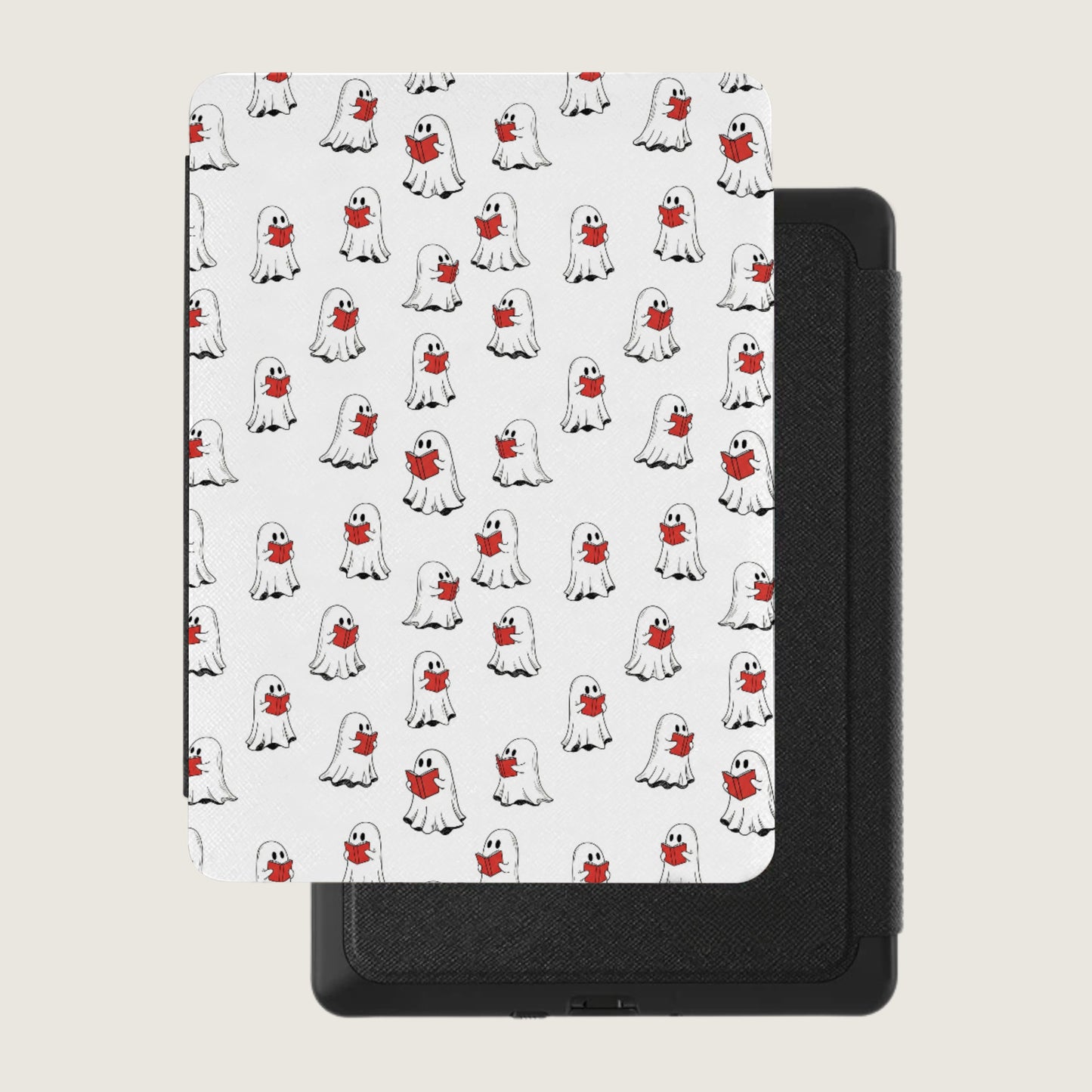 White Reading Ghost Red Book Pattern Cover product type