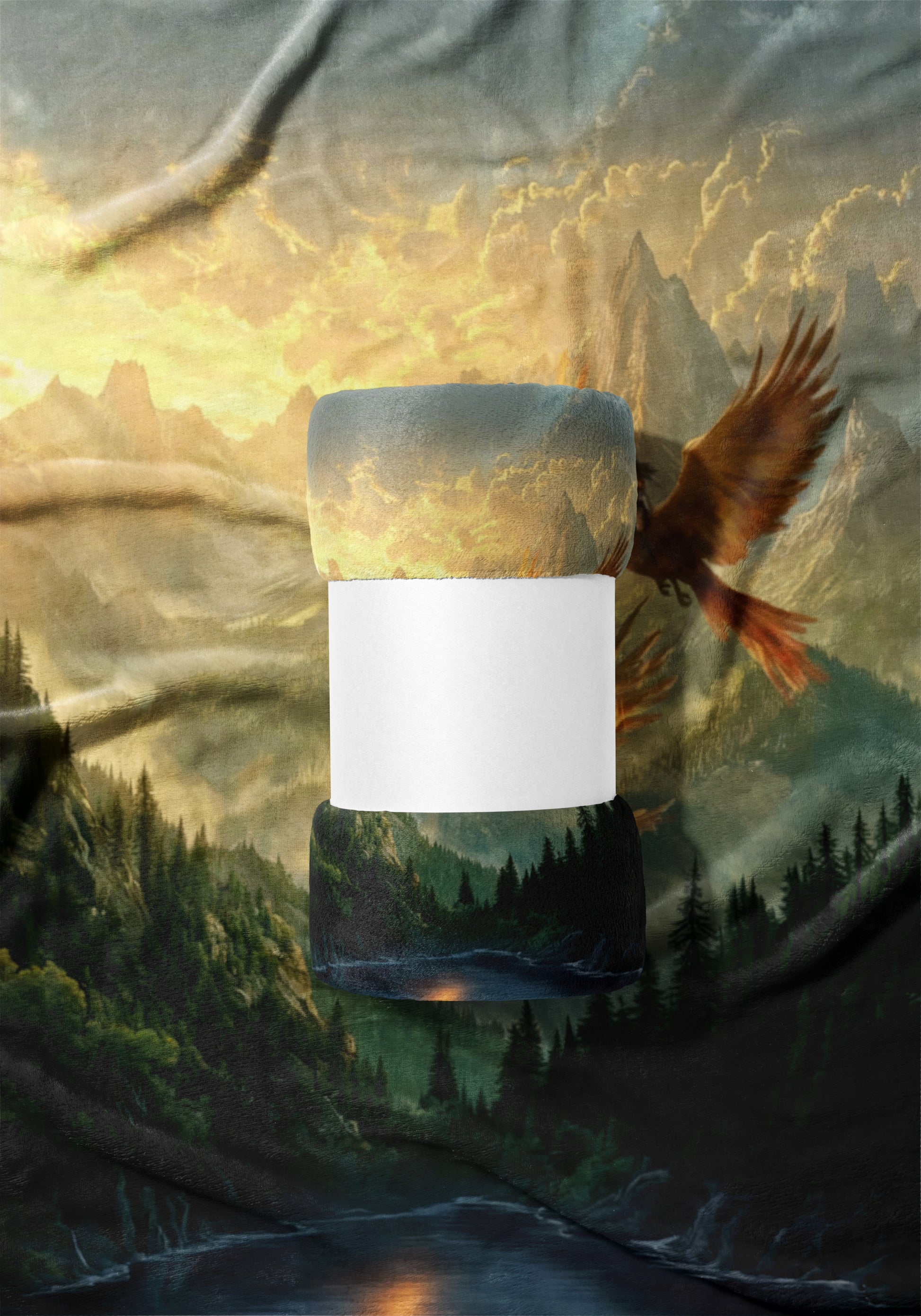 Majestic Mountain Landscape with Soaring Eagle Blanket