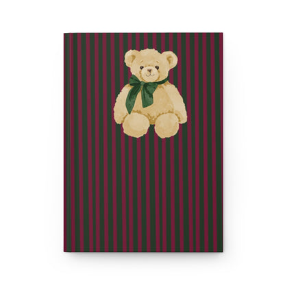 Cute teddy bear with striped background notebook