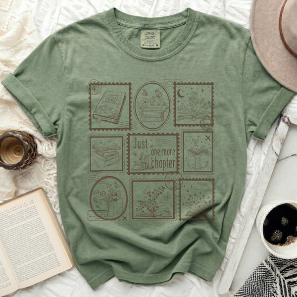 Just One More Chapter Stamp Tee in Moss