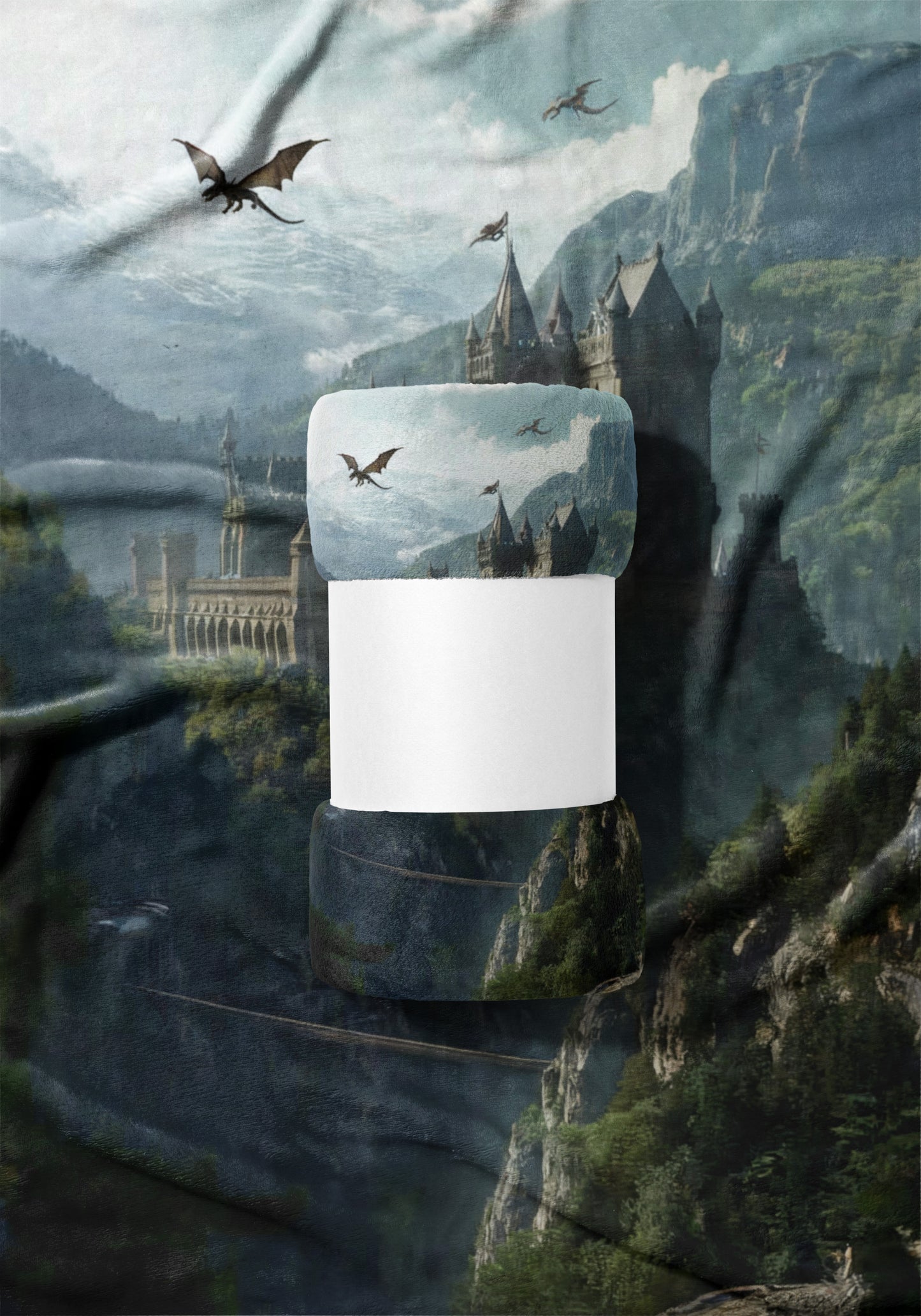 Mystic Castle with Flying Dragons Bedding Set