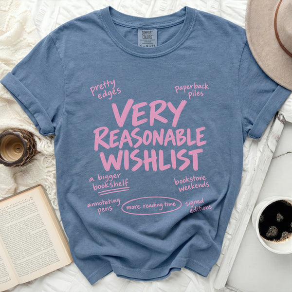Reasonable Wishlist Graphic Tee in Blue Jean