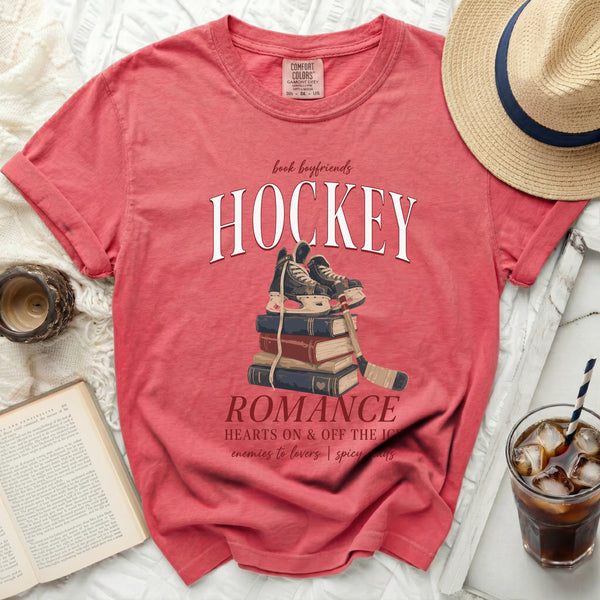 Book Boyfriends Hockey Romance Spicy Reads Tee in Watermelon