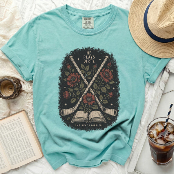 Dirty Reads Hockey Tee in Island Reef