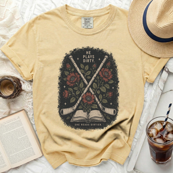 Dirty Reads Hockey Tee in Butter