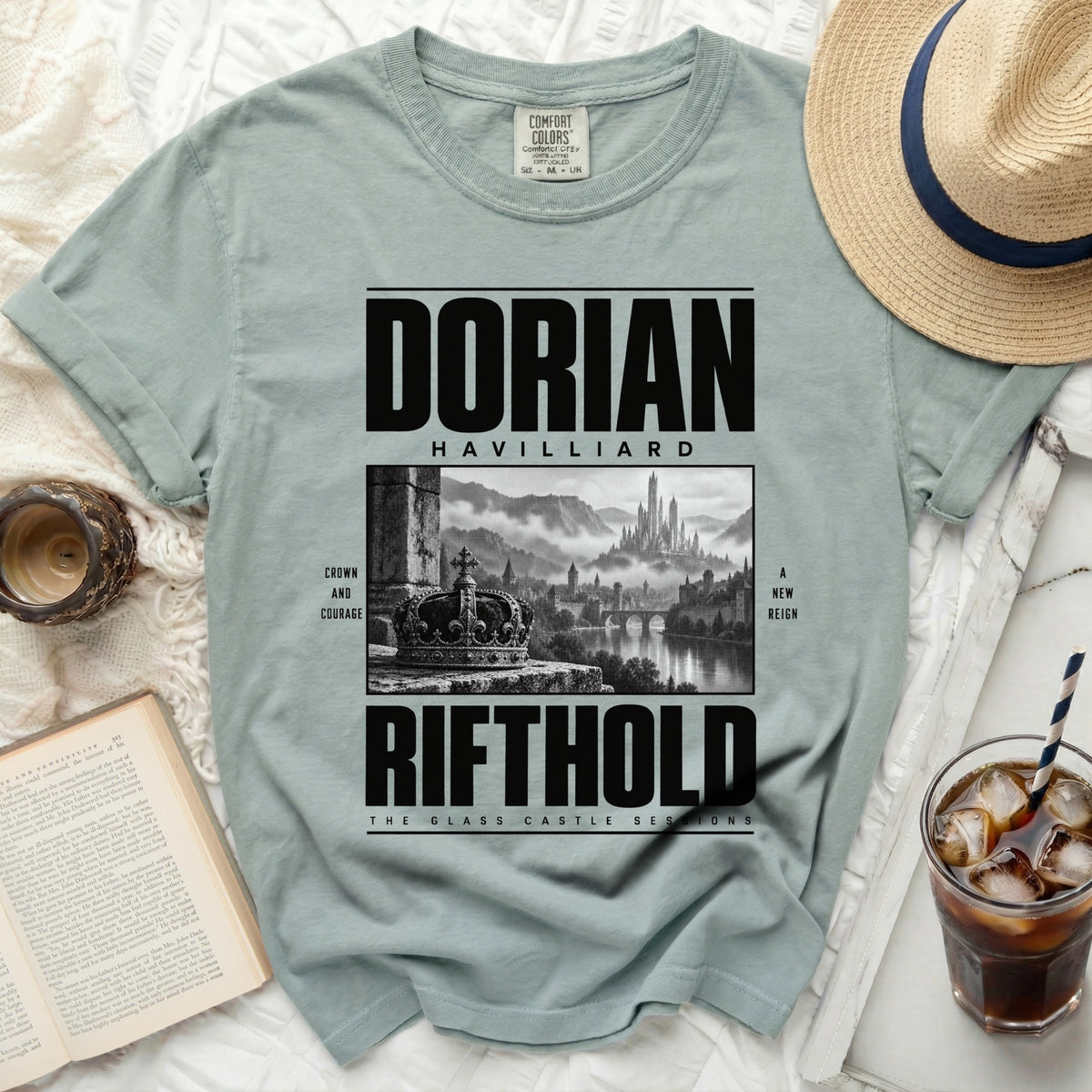 T-shirt with "Dorian Havilliard Rift Hold The Glass Castle Sessions" text and imagery.