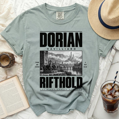 T-shirt with "Dorian Havilliard Rift Hold The Glass Castle Sessions" text and imagery.