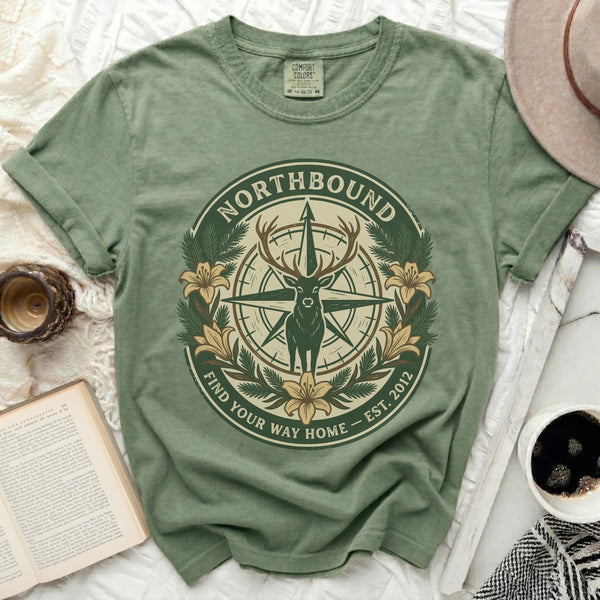 Northbound Deer Tee in Moss