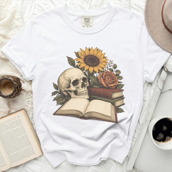 Dark Academia Skull Tee in White