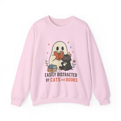 Easily Distracted By Cats and Books Sweatshirt