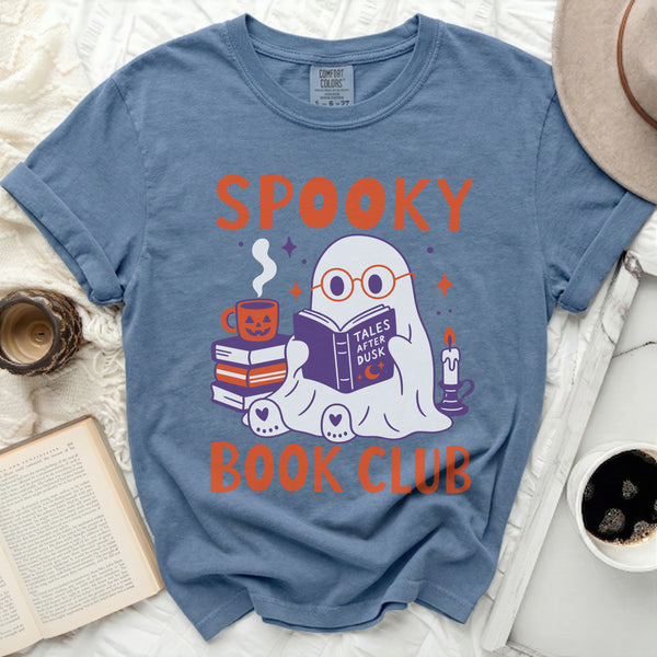 Spooky Book Club Tee in Blue Jean