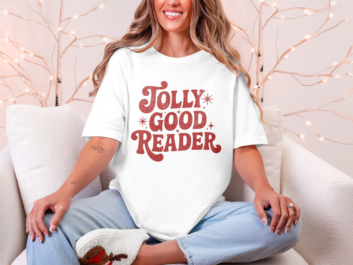Jolly Good Reader Trendy Graphic Tee Shirt Product