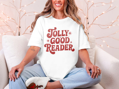 Jolly Good Reader Trendy Graphic Tee Shirt Product